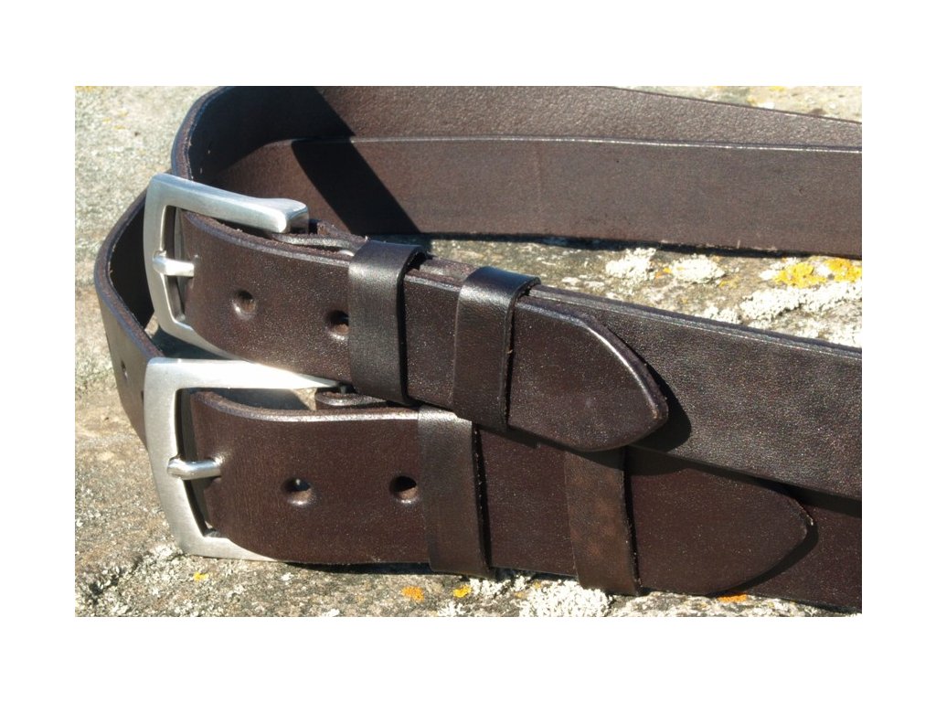 Luxusní kožený opasek s nerezovou sponou - doživotní záruka