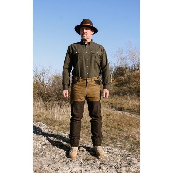 Kalhoty kožené zeleno-hnědé Carl Mayer Ramsau